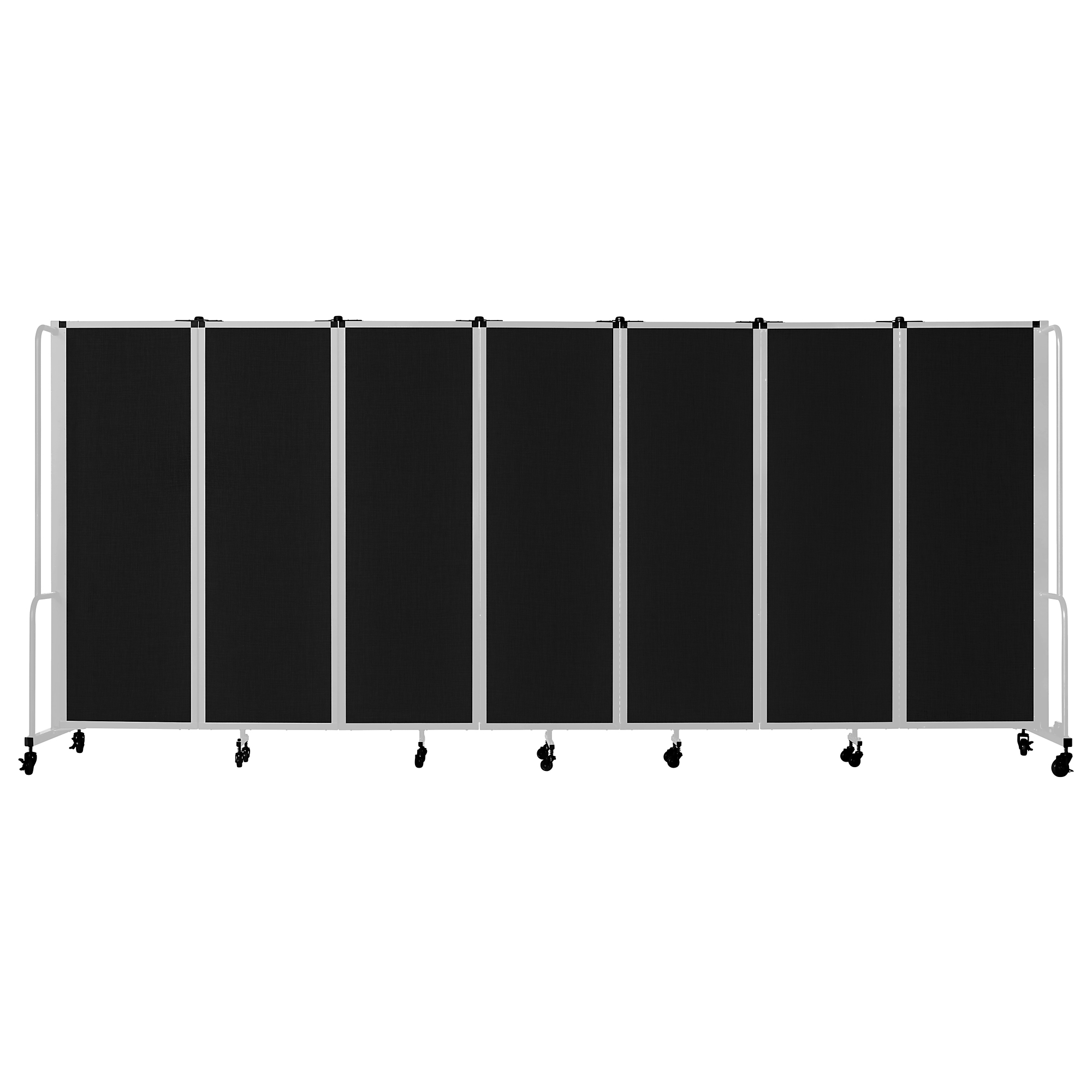 National Public Seating, Room Divider, 6ft.HT,7 Black PET Panels,Grey Frame, Material PET, Height 72 in, Width 27 in, Model# RDG6-7PT10